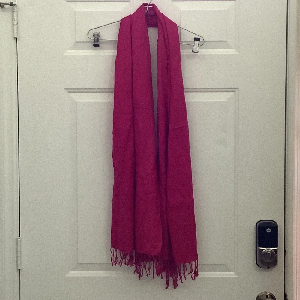 Solid Pink Scarf‎ Shawl Wrap w/ Fringe 68 x 25